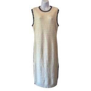 Cottagecore Cozy Lounge Cupshe Knit Cream & Black Dress